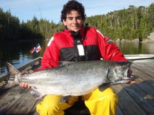 Tyee for Domingo, patience rewarded with a nice Chinook at Odlum Point.